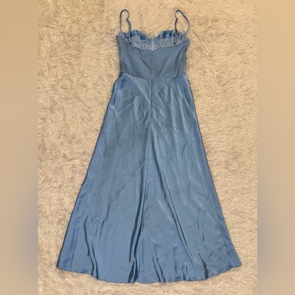 New KATIE MAY Flora Bustier top sleeveless satin Blue Cocktail midi Dress XS - Picture 5 of 7